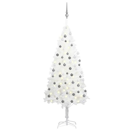 Künstlicher Weihnachtsbaum mit LEDs & Kugeln Weiß 180 cm