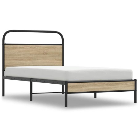 vidaXL Bettgestell ohne Matratze 90x190 cm Räuchereiche Holzwerkstoff