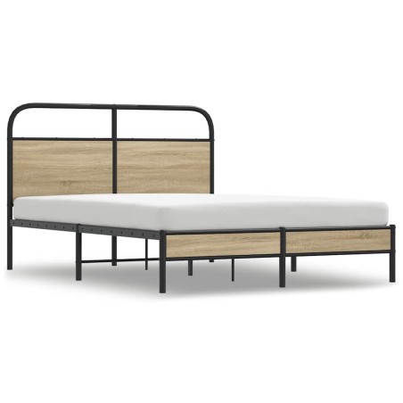 vidaXL Bettgestell ohne Matratze 135x190 cm Räuchereiche Holzwerkstoff