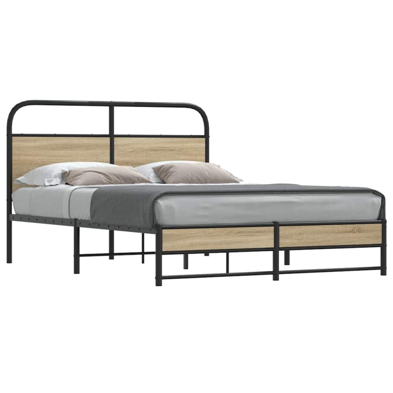 vidaXL Bettgestell ohne Matratze 140x190 cm Räuchereiche Holzwerkstoff vidaXL Bettgestell ohne Matratze 140x190 cm Räuchereiche Holzwerkstoff