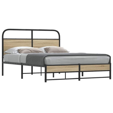 vidaXL Bettgestell ohne Matratze 140x190 cm Räuchereiche Holzwerkstoff