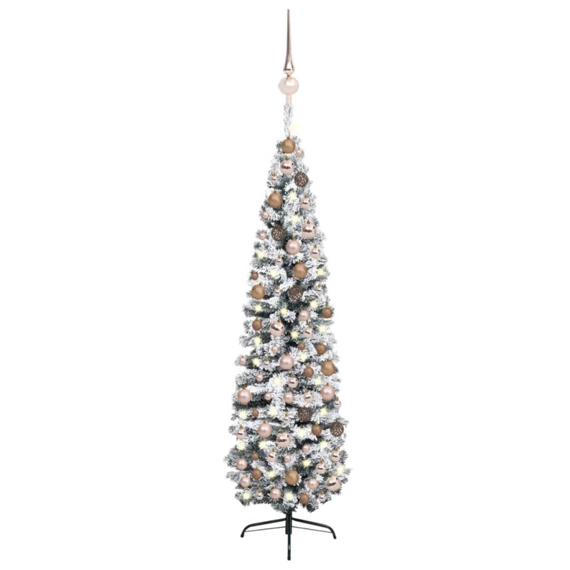 Künstlicher Weihnachtsbaum Schlank mit LEDs & Kugeln Grün 240cm Künstlicher Weihnachtsbaum Schlank mit LEDs & Kugeln Grün 240cm