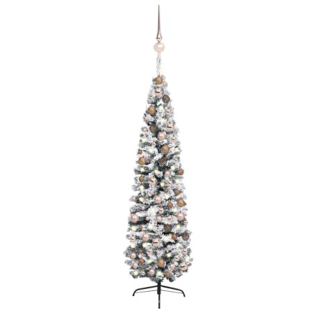 Künstlicher Weihnachtsbaum Schlank mit LEDs & Kugeln Grün 240cm