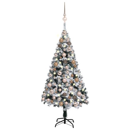 Künstlicher Weihnachtsbaum mit LEDs & Kugeln Grün 120 cm