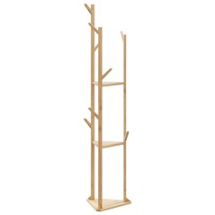 vidaXL Kleiderständer mit Haken und Ablagen 39x33x166 cm Bambus