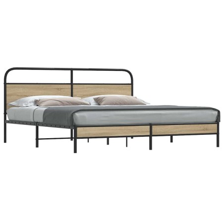 vidaXL Metallbett ohne Matratze Räuchereiche 200x200 cm