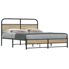 vidaXL Metallbett ohne Matratze Räuchereiche 160x200 cm