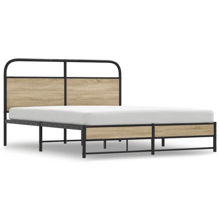 vidaXL Metallbett ohne Matratze Räuchereiche 160x200 cm