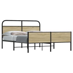 vidaXL Metallbett ohne Matratze Sonoma-Eiche 150x200 cm