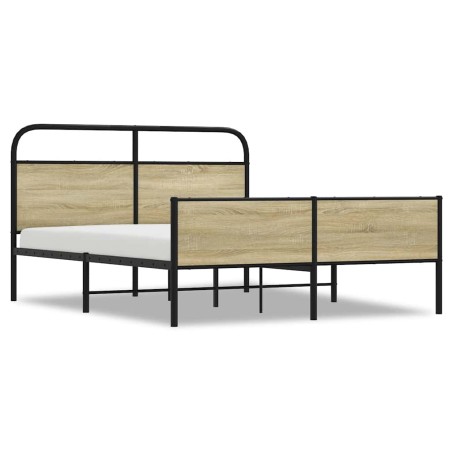 vidaXL Metallbett ohne Matratze Sonoma-Eiche 150x200 cm