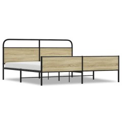 vidaXL Metallbett ohne Matratze Sonoma-Eiche 200x200 cm