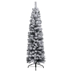 Künstlicher Weihnachtsbaum Schlank mit LEDs & Kugeln Grün 150cm