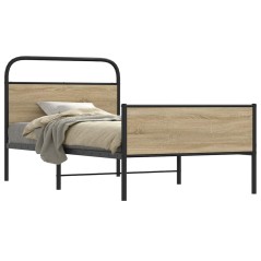 vidaXL Bettgestell ohne Matratze 107x203 cm Sonoma-Eiche Holzwerkstoff