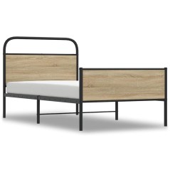 vidaXL Bettgestell ohne Matratze 107x203 cm Sonoma-Eiche Holzwerkstoff