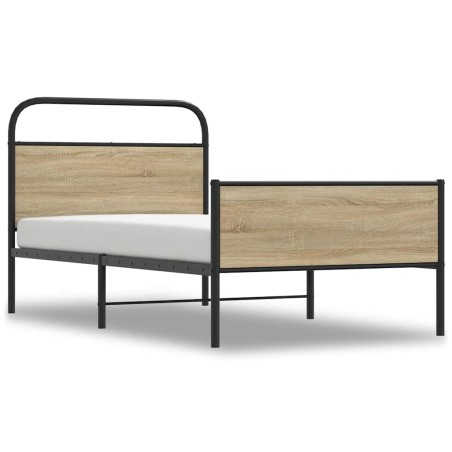 vidaXL Bettgestell ohne Matratze 107x203 cm Sonoma-Eiche Holzwerkstoff