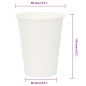 vidaXL Pappbecher 1000 Stk. 12oz 300ml Weiß