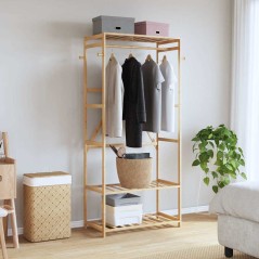vidaXL Kleiderständer mit Ablagen 80x40x175 cm Bambus