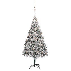Künstlicher Weihnachtsbaum LEDs & Kugeln Beschneit Grün 400 cm