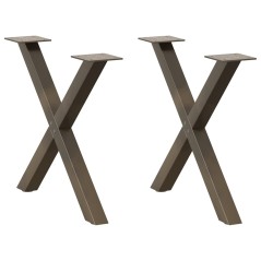 vidaXL Couchtischbeine X-Form 2 Stk. Naturstahl 60x(42-43) cm Stahl