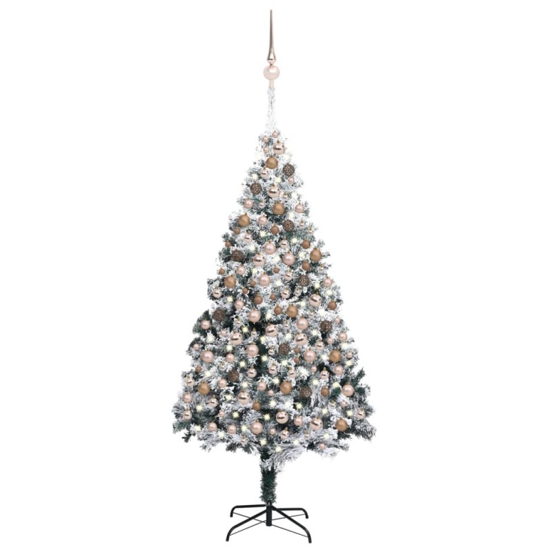 Künstlicher Weihnachtsbaum mit LEDs & Kugeln Grün 210 cm PVC Künstlicher Weihnachtsbaum mit LEDs & Kugeln Grün 210 cm PVC