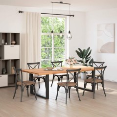 vidaXL Tischplatte Hellbraun 240x120x4,2cm Massivholz Eiche Rechteckig