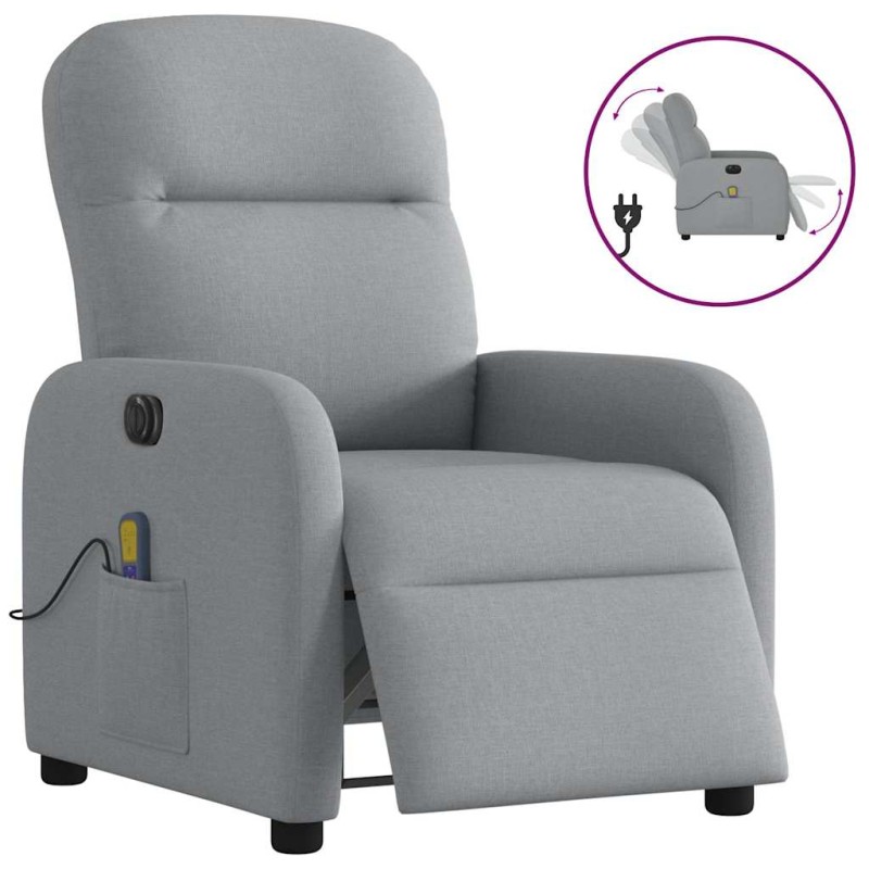 vidaXL Massagesessel Elektrisch Hellgrau Stoff