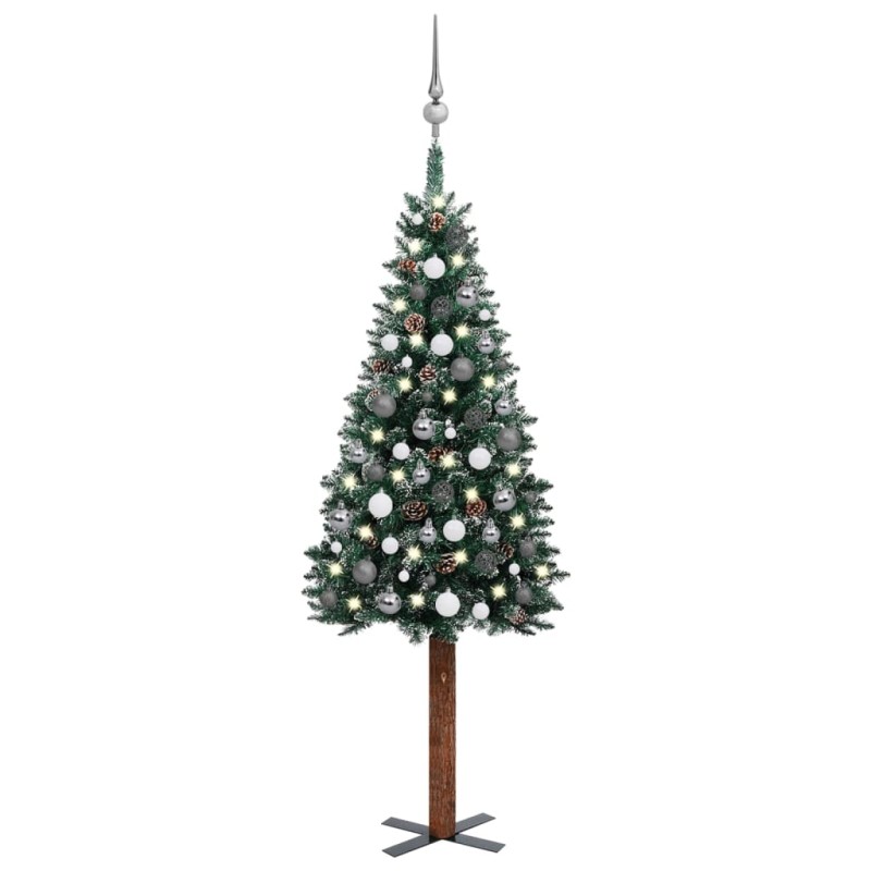 Weihnachtsbaum Schlank mit LEDs & Kugeln Grün 150 cm Weihnachtsbaum Schlank mit LEDs & Kugeln Grün 150 cm