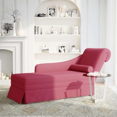 vidaXL Chaiselongue mit Nackenrolle und Rechter Armlehne Weinrot Samt