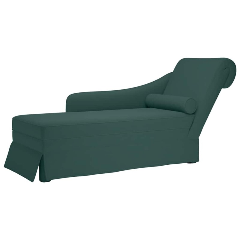 vidaXL Chaiselongue mit Nackenrolle Rechter Armlehne Dunkelgrün Samt vidaXL Chaiselongue mit Nackenrolle Rechter Armlehne Dunkelgrün Samt