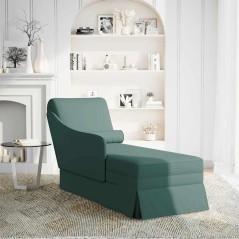 vidaXL Chaiselongue mit Nackenrolle Rechter Armlehne Dunkelgrün Samt