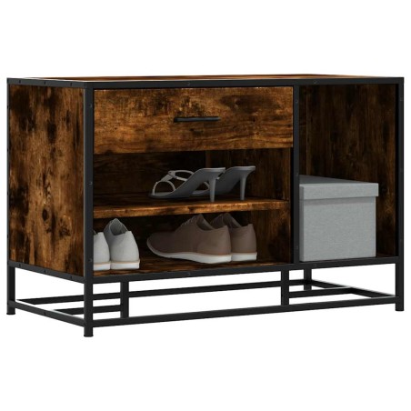 vidaXL Schuhbank Räuchereiche 80x40x53,5 cm Holzwerkstoff und Metall