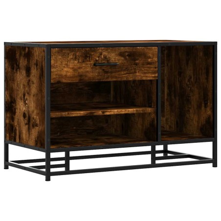 vidaXL Schuhbank Räuchereiche 80x40x53,5 cm Holzwerkstoff und Metall