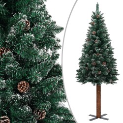 Weihnachtsbaum Schlank mit LEDs & Kugeln Grün 180 cm