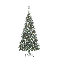 vidaXL Künstlicher Weihnachtsbaum mit Beleuchtung Kugeln Zapfen 210 cm