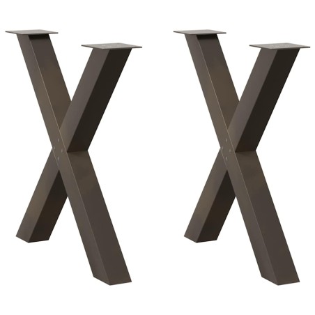vidaXL Esstischbeine X-Form 2 Stk. Naturstahl 80x(72-73) cm Stahl