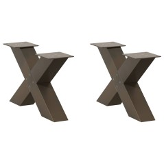 vidaXL Couchtischbeine X-Form 2 Stk. Naturstahl 60x(30-31) cm Stahl