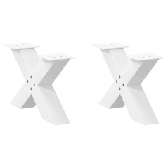 vidaXL Couchtischbeine X-Form 2 Stk. Weiß 60x(30-31) cm Stahl