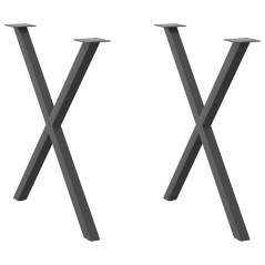 vidaXL Esstischbeine X-Form 2 Stk. Anthrazit 80x(72-73) cm Stahl