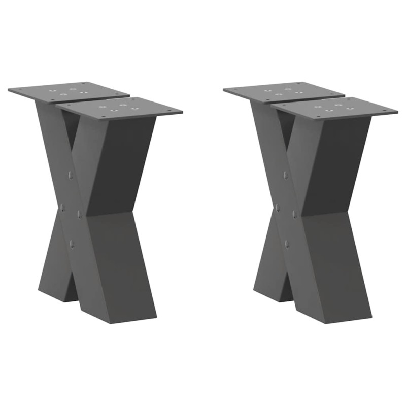 vidaXL Couchtischbeine X-Form 2 Stk. Anthrazit 40x(30-31) cm Stahl vidaXL Couchtischbeine X-Form 2 Stk. Anthrazit 40x(30-31) cm Stahl