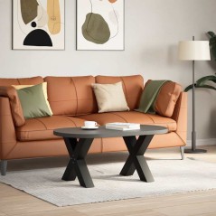 vidaXL Couchtischbeine X-Form 2 Stk. Schwarz 60x(42-43) cm Stahl