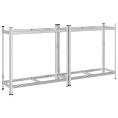 vidaXL Reifenregale mit 2 Böden 2 Stk. Silbern 110x40x109 cm Stahl