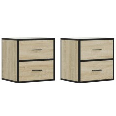 vidaXL Wand-Nachttische 2 Stk. Sonoma-Eiche 40x31x39,5 cm