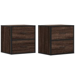 vidaXL Wand-Nachttische 2 Stk. Braun Eichen-Optik 40x31x39,5 cm