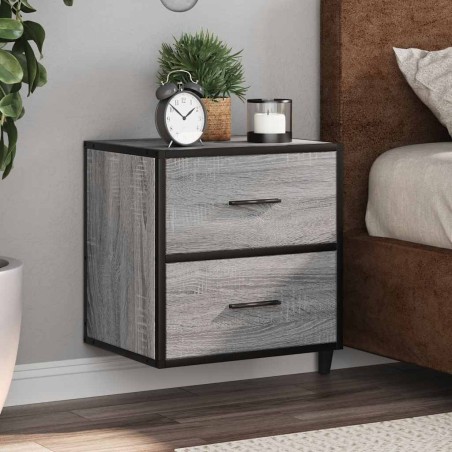 vidaXL Wand-Nachttische 2 Stk. Grau Sonoma 40x31x39,5 cm