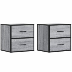 vidaXL Wand-Nachttische 2 Stk. Grau Sonoma 40x31x39,5 cm