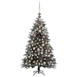 Künstlicher Weihnachtsbaum LEDs & Kugeln Beschneit 120cm PVC PE