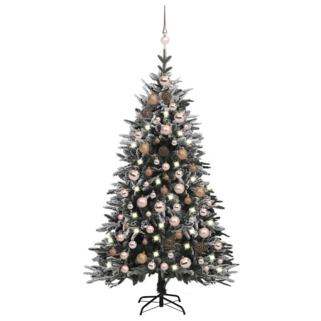 Künstlicher Weihnachtsbaum LEDs & Kugeln Beschneit 120cm PVC PE
