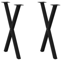 vidaXL Esstischbeine X-Form 2 Stk. Schwarz 50x(72-73) cm Stahl