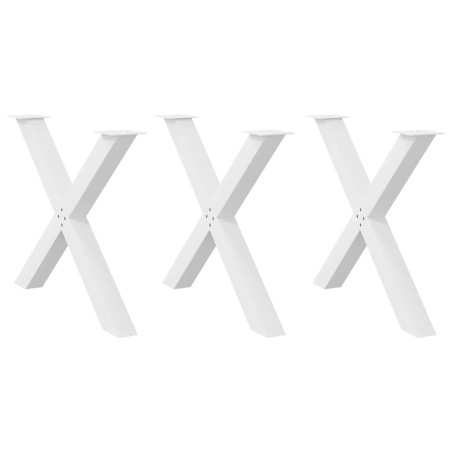 vidaXL Esstischbeine X-Form 3 Stk. Weiß 90x(72-73) cm Stahl