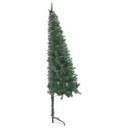 Künstlicher Eck-Weihnachtsbaum LEDs & Kugeln Grün 240 cm PVC